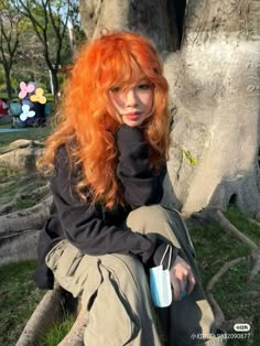 Ginger Hair Alternative, Outfits With Ginger Hair, Long Alternative Hair, Dyed Ginger Hair, Curly Ginger Hair, Ginger Hair Dyed, Cheveux Oranges, Hair Color Orange, Dyed Blonde Hair