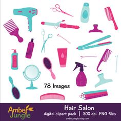 an advertisement for a hair salon with various items