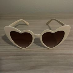 New White Heart Shaped Sunglasses Original Coquette, White Heart Sunglasses, Shaped Sunglasses, Heart Shaped Sunglasses, Heart Sunglasses, Birthday Wishlist, White Heart, Colored Sunglasses, Dream Wardrobe