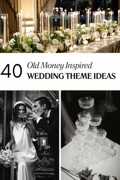 the top ten wedding theme ideas for an old money inspired wedding in black and white