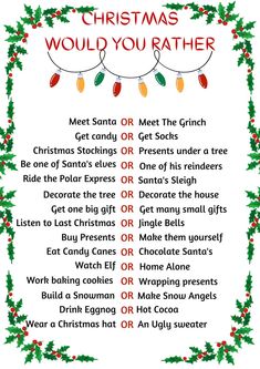 christmas would you rather know what to do with this poem? click on the image below