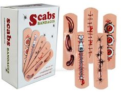 the scabs bandages are in their packaging and ready to be used as gadgets