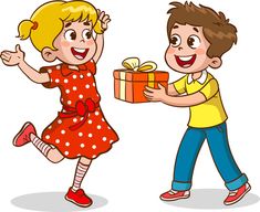 a boy giving a girl a gift box