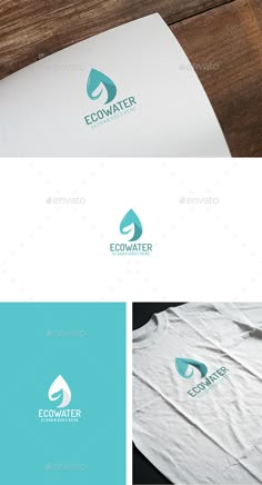 the logo for eco water is shown on top of a wooden table and next to it are