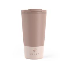 a pink tumbler cup with the word bucyca on it's side