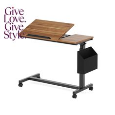 a desk with a laptop on it and the words give love, give style above it