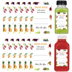 fruit juice bottle labels and matching stickers