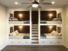 the bunk beds are built into the wall