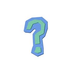 a blue and green question mark on a white background