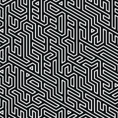 an abstract black and white pattern with lines in the shape of hexagons