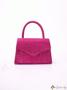 BirdinBag - Glitter Flap Top Handle Bag - Ideal Bridal Purse for Wedding, Prom & Party Events Purse For Wedding, Glitter Clutch Bag, Hot Pink Bag, Glitter Clutch, Bridal Purse, Womens Trendy Dresses, Purple Details, Perfect Bride, Rhinestone Clutch