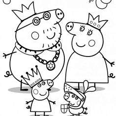 peppa pig and his family coloring page