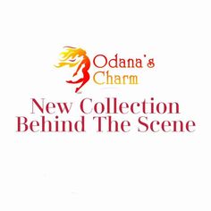 the logo for the new collection behind the scene, with an image of a woman in red