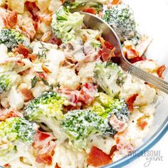 15 Easy Christmas Dinner Recipes - Top Moms Ideas Bacon Cauliflower Salad, Broccoli Cauliflower Salad Recipes, Christmas Dinner Recipes Easy, Broccoli Salad With Cranberries, Salad Recipes With Bacon, Fast Healthy Dinner, Cauliflower Recipes Healthy, Christmas Salad Recipes, Broccoli Cauliflower Salad