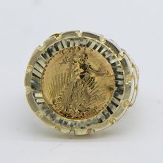 "Nugget Design Coin Signet Ring Solid 10K Yellow Gold All Sizes * Metal : Real 10K Yellow Gold (Properly Stamped, 10K)  * Condition : Brand New  * Finish : Polished  * Average Weight : Size 9: 8.90 grams  * Length : Selectable  * Width : Just over 3/4\" x 7/8\" = 21mm x 22mm  * Clasp/Bail : Can be resized down or up at your local jeweler. All of our items are brand new and are shipped with a gift box." Gold Coin-shaped Engraved Ring, 14k Gold Coin-shaped Rings, Vintage 14k Gold Coin Ring, Collectible Round Jewelry Stamped 14k, Heirloom Coin Shaped Hallmarked Rings, Yellow Gold Coin-shaped Hallmarked Rings, Gold Coin-shaped Ring For Anniversary, Gold Coin-shaped Anniversary Ring, Collectible Yellow Gold Engraved Ring