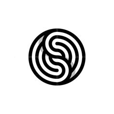 a black and white logo with the letter s in it's center, on a white background