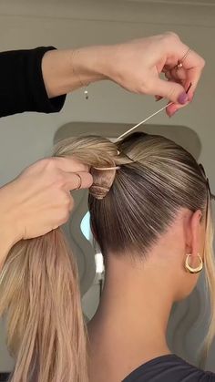 How to use The Halo for an updo | Hair Extensions Diy Updo With Extensions, Bridal Updo With Extensions, Bun Hair Extensions, Style Halo Hair Extensions, Halo Hair Extensions Updo, Updo With Halo Extensions, Halo Hair Extensions Styles Hairstyles, How To Wear Halo Hair Extensions, Hair Extension Updo