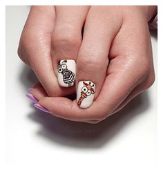 Funny Nail Designs, Funny Nail Art, Pampering Ideas, French Tip Nail Art, Nail Art Idea, Animal Nail Art, Nail Decor, Subtle Nails, Disney Phone Wallpaper