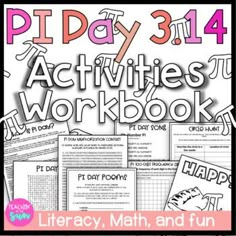 March 14 is Pi Day! In honor of this international celebration, many classrooms take time out of their day to get in some extra learning. Celebrate Pi Day with activities that focus on the amazing value Pi! What Is Pi, Pi Pie, Poem Activities, Workbook Cover, Graphing Activities, Pie Day, Sales Promotion