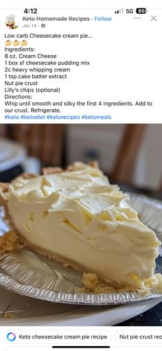 a piece of pie sitting on top of a metal plate