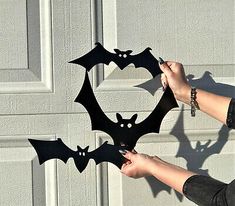 Large Bat trio Halloween Plasma Cut Decor Metal Wall Art Goth gift color options | eBay Cool Welding Projects, Sheet Metal Art, Man Cave Wall Art, Metal Figurines, Metal Tree Wall Art, Welding Tools, Theme Halloween, Metal Tree, Raw Steel