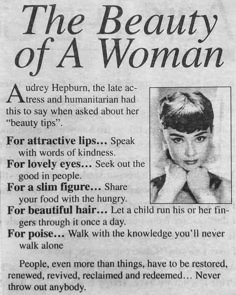 an old newspaper article about the beauty of a woman