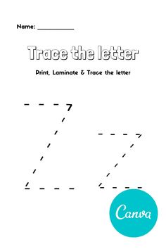 trace the letter z worksheet for kids to practice their handwriting and writing skills