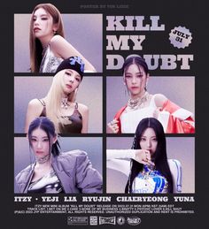 the poster for kill my dubb is shown in four different pictures, including two women and one man