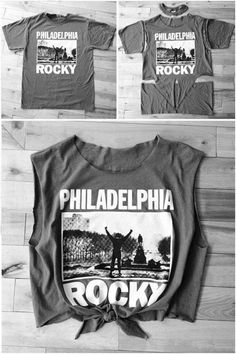 the philadelphia rock'n'roll t - shirt is shown in three different images