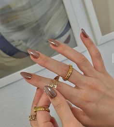 Chrome Nail Colors, Neutral Nails, Brown Nails, Classy Nails, Funky Nails, Pretty Acrylic Nails, Chic Nails, Chrome Nails