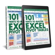 the book 101 ways to master excel pivot tables is on display in front of an ipad