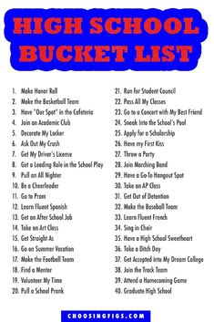 an image of the high school bucket list