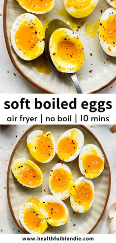 These "no boil" air fryer soft boiled eggs have jammy middles and are the easiest, mess-free way to make eggs. They're perfect with toast or simply sprinkled with salt for a delicious snack, breakfast, or lunch addition. Soft Boiled Eggs Recipe, Boiled Eggs Recipe, Blondie Recipes, Ways To Make Eggs, Boiled Egg Recipes, Hard Boiled Egg Recipes, Air Fryer Oven Recipes, Eggs Recipe, Soft Boiled Eggs