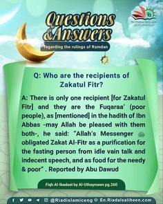 the poster for questions and answers on zakati fitr, which is written in arabic