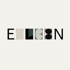 the word ellbn is made up of black and white letters with different shapes