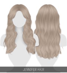 the front and back view of a blonde wig with long wavy hair on top, side by