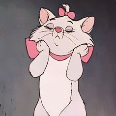 Marie The Cat Aesthetic, Marie Aristocats Icon, The Aristocats Aesthetic, Pink Cartoon Pfp, Marie Cat Aesthetic, Marie Aristocats Aesthetic, Cartoon Cat Pfp, White Cat Cartoon, Marie From Aristocats