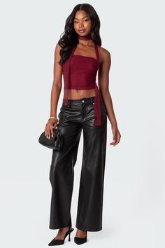 Two piece top Strapless fit Gathered detailing Matching scarf Mesh fabric Polyester, Spandex Model wears size S Model height is 5'9 Item care: Wash with similar color Low Waisted Leather Pants, Low Rise Leather Pants, Faux Leather Straight Leg Pants, Mesh Scarf, Faux Leather Jeans, Top Strapless, Scarf Top, Leather Jeans, Swimwear Dress