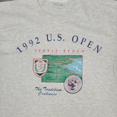 a t - shirt with the words, 922 u s open pebble beach on it