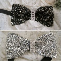 Silver Party Tie, Bow Tie Women, Silver Bow Tie, Bridesmaid Clutches, Tie Men's, Winter Formal, Wrist Corsage, Rhinestone Bow, Silver Bow