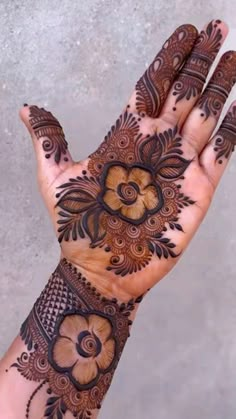 a person's hand with henna tattoos on it