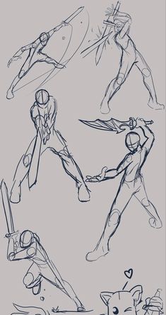 some sketches of different poses and body shapes