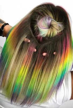 Rainbow Hair Color Ideas, Egirl Hair, Extreme Hair Colors, Dye Styles, Unicorn Hair Color, Vivid Hair