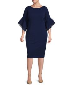 Refined Fashion, Cocktail Wear, Stretch Crepe, Boat Neckline, Adrianna Papell, Dillard's, Every Woman, Bell Sleeve, Occasion Dresses