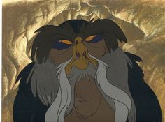 an animated bird with yellow eyes and long hair is looking at the camera while standing in front of a gold background