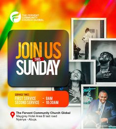 the event poster for join us this sunday