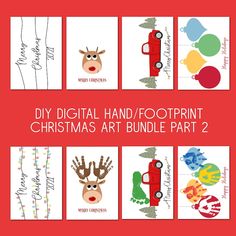 christmas art printables for kids and adults to make with their own hand prints