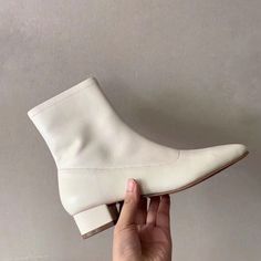 Leather boots side zipper true to size heel: 3cm / 1.2" Bridal Chelsea Boots, Ivory Ankle Boots, Winter Wedding Boots, White Wedding Boots, Bride Boots, Made To Crave, White Leather Boots, Bridal Boots, White Ankle Boots