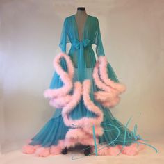 Fancy Robes, Robin's Egg Blue, Lingerie Party, Vintage Nightgown, Loungewear Luxury, Lingerie Outfits, Sleepwear & Loungewear, Dressing Gown, Up Girl