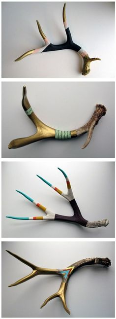 four different types of toothbrushes that have been made to look like antelope